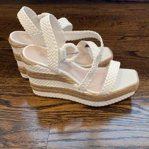 Schutz Nani Braided Leather Wedge Sandals - NWB